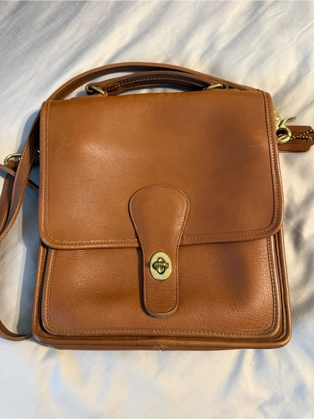 Vintage Coach Brown Leather Station Crossbody Bag